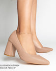 Zapatillas maquillaje para mujer con tacón bloque de 7cm con punta fina clásica