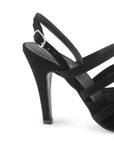 vista trasera de zapatillas maquillaje para dama con tiras en el empeine y ajuste al tobillo con tacón medio 10cm