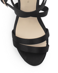 Vista de material shantung en zapatilla para mujer color negro con pulsera y tacón de 8cm
