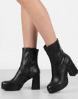 Botines negros con plataforma para dama y tacón medio 9 cm