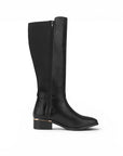 Vista superior de la bota negra para dama con stretch cremallera y tacón bajo 4cm