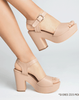 Zapatillas maquillaje para mujer con hebilla ajustable y tacón bloque medio de 10cm