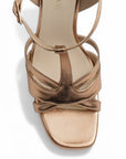 Vista de material sintético en zapatilla para mujer con pulsera y tacón alto de 12cm en color oro rosa