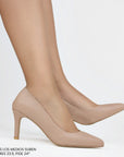 Zapatillas maquillaje para mujer con tacón delgado de 7cm estilo stiletto con punta fina