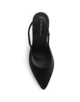 vista superior de las zapatillas stiletto color negras tacón alto 11cm ajuste elástico para dama
