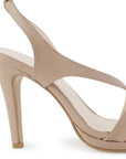 Vista trasera de zapatillas maquillaje para mujer con pulsera ajustable al tobillo de tacón delgado de 11cm