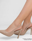 Zapatillas nude destalonadas tipo stiletto con ajuste elástico y tacón alto 11 cm para dama