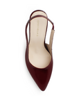 vista superior de las zapatillas stiletto color vino de charol tacón alto 11cm ajuste elástico para dama
