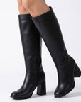 BOTA NEGRO CASUAL DAMA LARGA TACÓN MEDIO 4340119