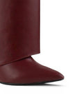 detalle del material sintético de las botas vino para dama desmontables