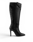 vista superior de botas negras con tacón alto 11cm para dama