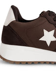 Vista trasera de la plataforma baja color blanco 4cm del tenis café casual para dama