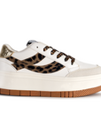 Tenis beige casuales de plataforma con detalles animal print | Mod.4490117