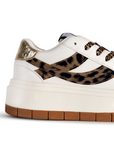 Tenis beige casuales de plataforma con detalles animal print | Mod.4490117