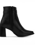 Botines negros con punta semicuadrada herraje metálico y tacón medio | Mod.4760104