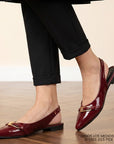 Flats vino en charol para mujer de piso