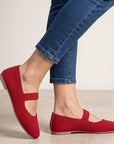 Flats tipo balerinas rojas para mujer con pulsera de piso