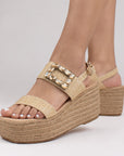 Alpargatas Beige Mujer Plataforma Alta Moda y Comodidad Casual 1710595