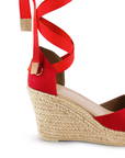 Alpargata Rojo Yute Dama Punta Cerrada Listones Casual 4480027