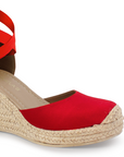 Alpargata Rojo Yute Dama Punta Cerrada Listones Casual 4480027