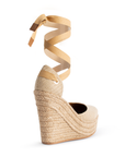 Alpargata Beige Dama Punta Yute Mujer Listones Plataforma Alta 4480029
