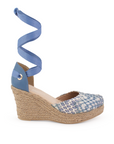 Alpargata Azul Yute Dama Punta Cerrada Listones 4480045