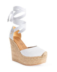 Alpargata Blanco Dama Punta Yute Mujer Listones Plataforma Alta 4480005