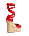 Alpargata Rojo Mujer Yute Rojo Alta Liston Moda Plataforma 4480006