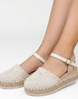 Alpargata Blanco Mujer Casual Plataforma Yute Casual Tejida Moda 4290084