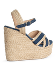 Alpargata Azul Dama Plataforma Alta Casual Pulsera Tobillo Yute 460681
