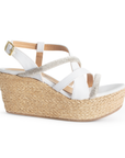 Alpargata Blanco Plata Dama Casual Tiras Brillos Plataforma Alta Yute 4500088