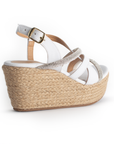 Alpargata Blanco Plata Dama Casual Tiras Brillos Plataforma Alta Yute 4500088