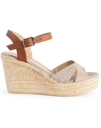 Alpargata Beige Cafe Plataforma Alta Empeine Cruzado Pulsera Yute 3201220