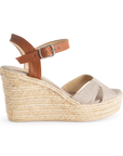 Alpargata Beige Cafe Plataforma Alta Empeine Cruzado Pulsera Yute 3201220