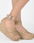 Alpargata Beige Dama Plataforma Tiras Yute Artesanal Moda 3200886