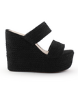 Alpargata Negro Mujer Yute Plataforma Alta Doble Tira 3360307