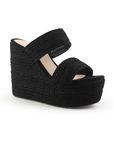 Alpargata Negro Mujer Yute Plataforma Alta Doble Tira 3360307