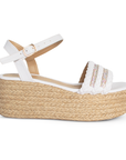Alpargata Blanco Tornasol Trenzada Pedreria Casual Dama Plataforma Corrida 3360385
