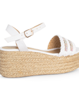 Alpargata Blanco Tornasol Trenzada Pedreria Casual Dama Plataforma Corrida 3360385