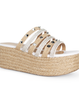 Alpargata Blanco Plata Dama Casual Plataforma Yute Estoperol Pedreria 3360389