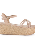Alpargata Maquillaje Oro Rosa Dama Tiras Cruzadas Moda Pedreria Yute Plataforma 3360429