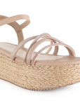 Alpargata Maquillaje Oro Rosa Dama Tiras Cruzadas Moda Pedreria Yute Plataforma 3360429