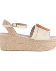 Alpargata Beige Mujer Plataforma Baja Adorno Redondo Yute Casual 3360430