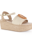 Alpargata Beige Mujer Plataforma Baja Adorno Redondo Yute Casual 3360430