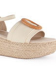 Alpargata Beige Mujer Plataforma Baja Adorno Redondo Yute Casual 3360430