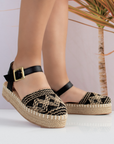 Alpargata Negro Beige Plataforma Baja Yute Dama Casual Punta Cerrada 4550037