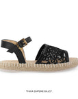 Alpargata Negro Mujer Casual Punta Abierta Moda Pulsera 4550086