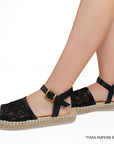 Alpargata Negro Mujer Casual Punta Abierta Moda Pulsera 4550086