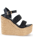 Alpargata Negro Yute Doble Tira Trenzado Casual Plataforma Alta 3402646