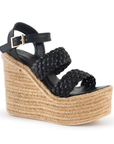 Alpargata Negro Yute Doble Tira Trenzado Casual Plataforma Alta 3402646